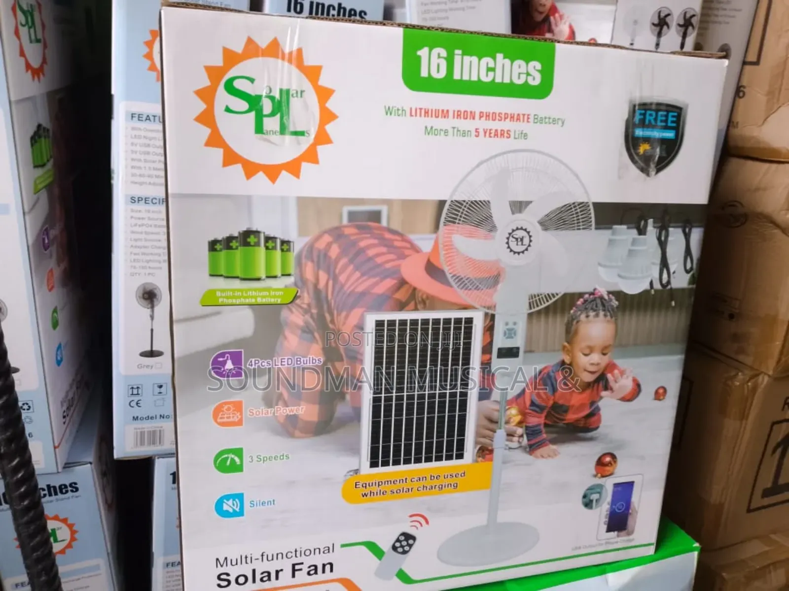 SPL Solar Rechargeable Standing Fan With Solar Panel