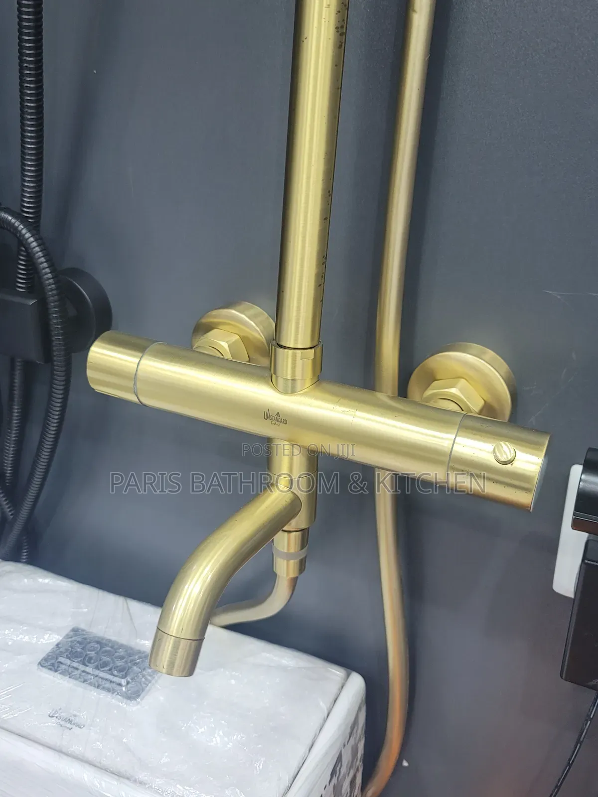 Unstandard Luxury Thermostatic Brushed Gold Rainfall Shower