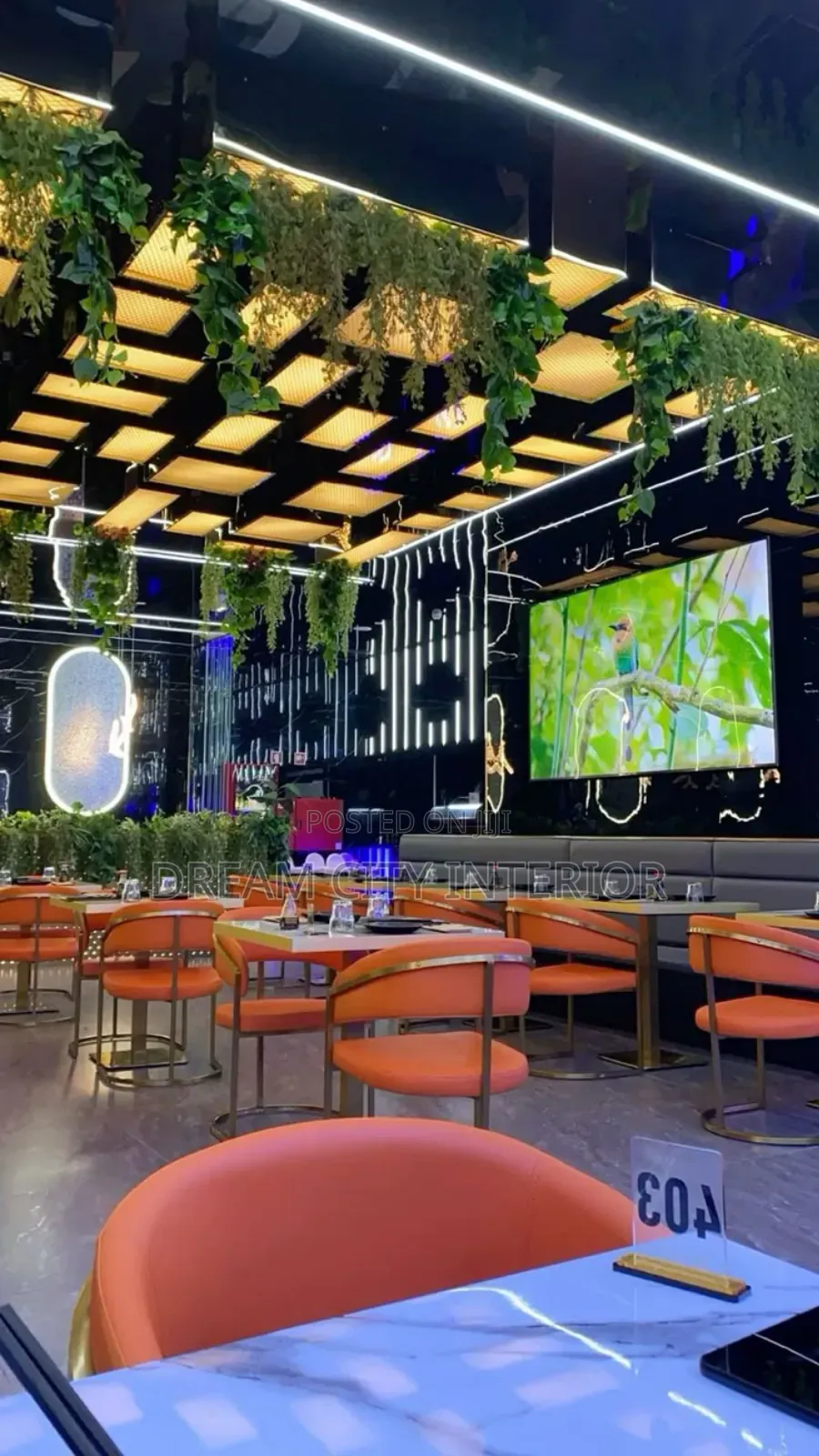Lounge Design With Stretch Ceiling and Lightening