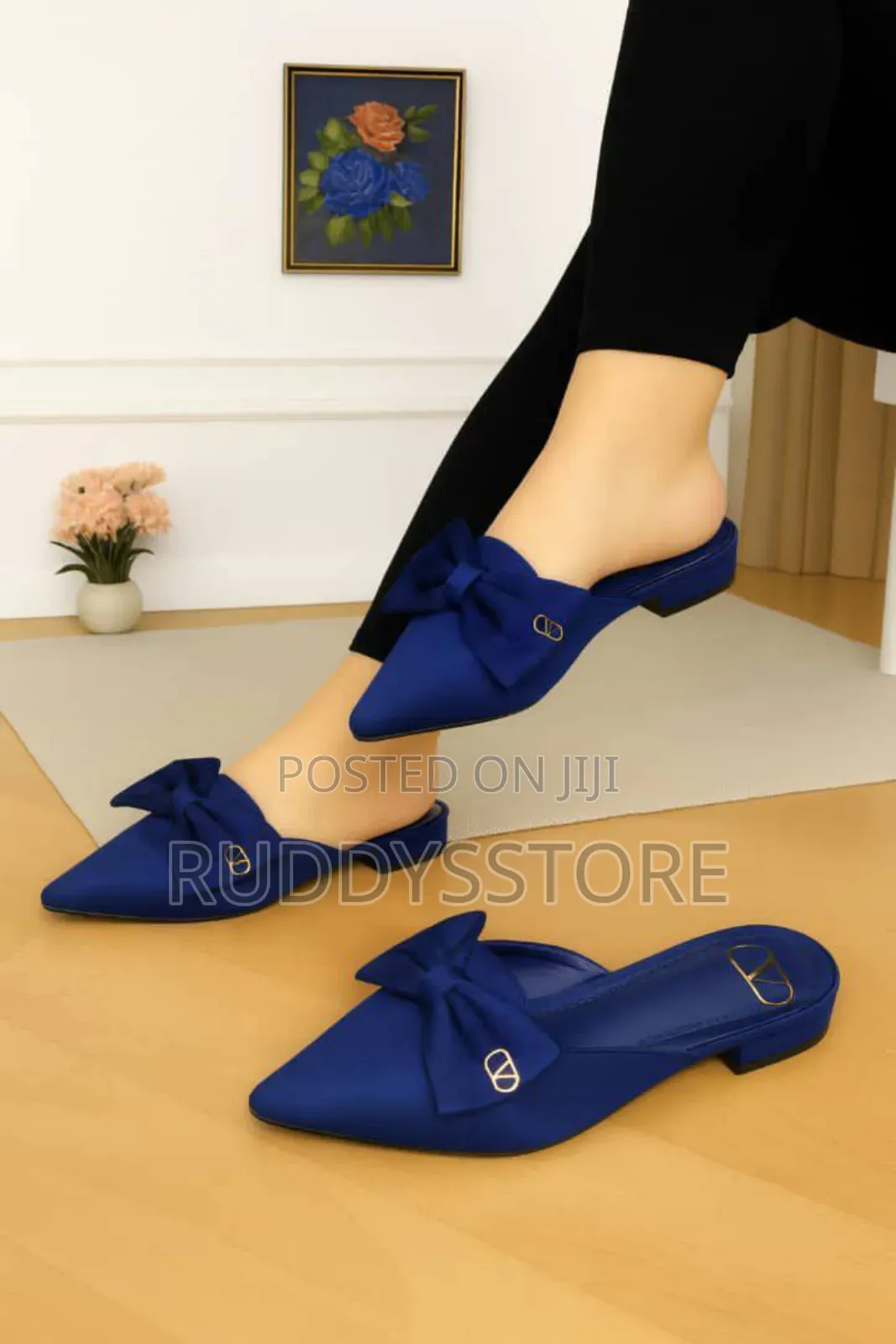 Elegant Bow Detail Flat Mules–Stylish Pointed Toe Slip-on Ladies Shoes