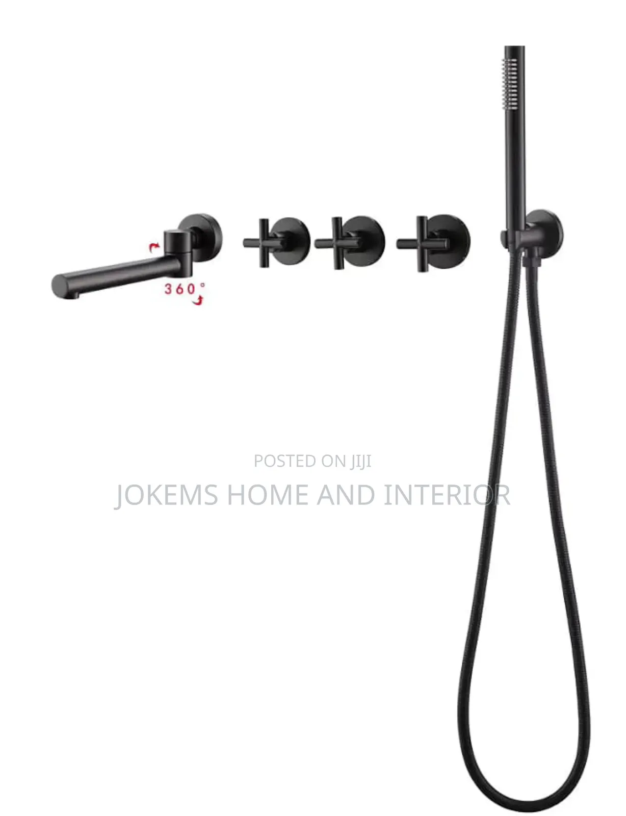 Matte Black Wall-Mounted Shower Mixer Set