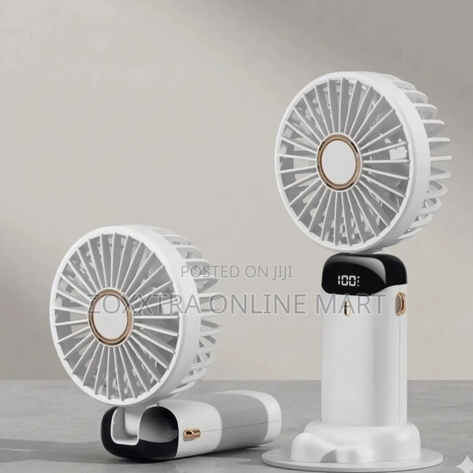 Mini Portable Foldable Fan With Led Light Showing Percentage
