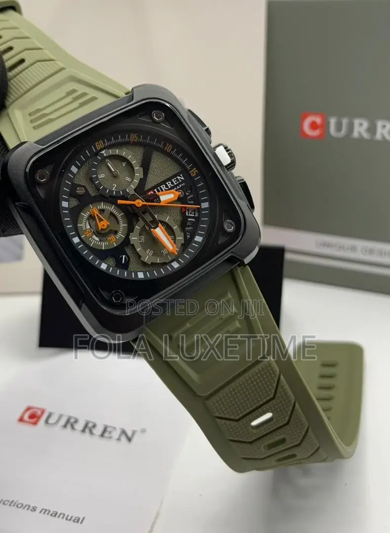 Curren Chronograph Robber Watch With Full Package