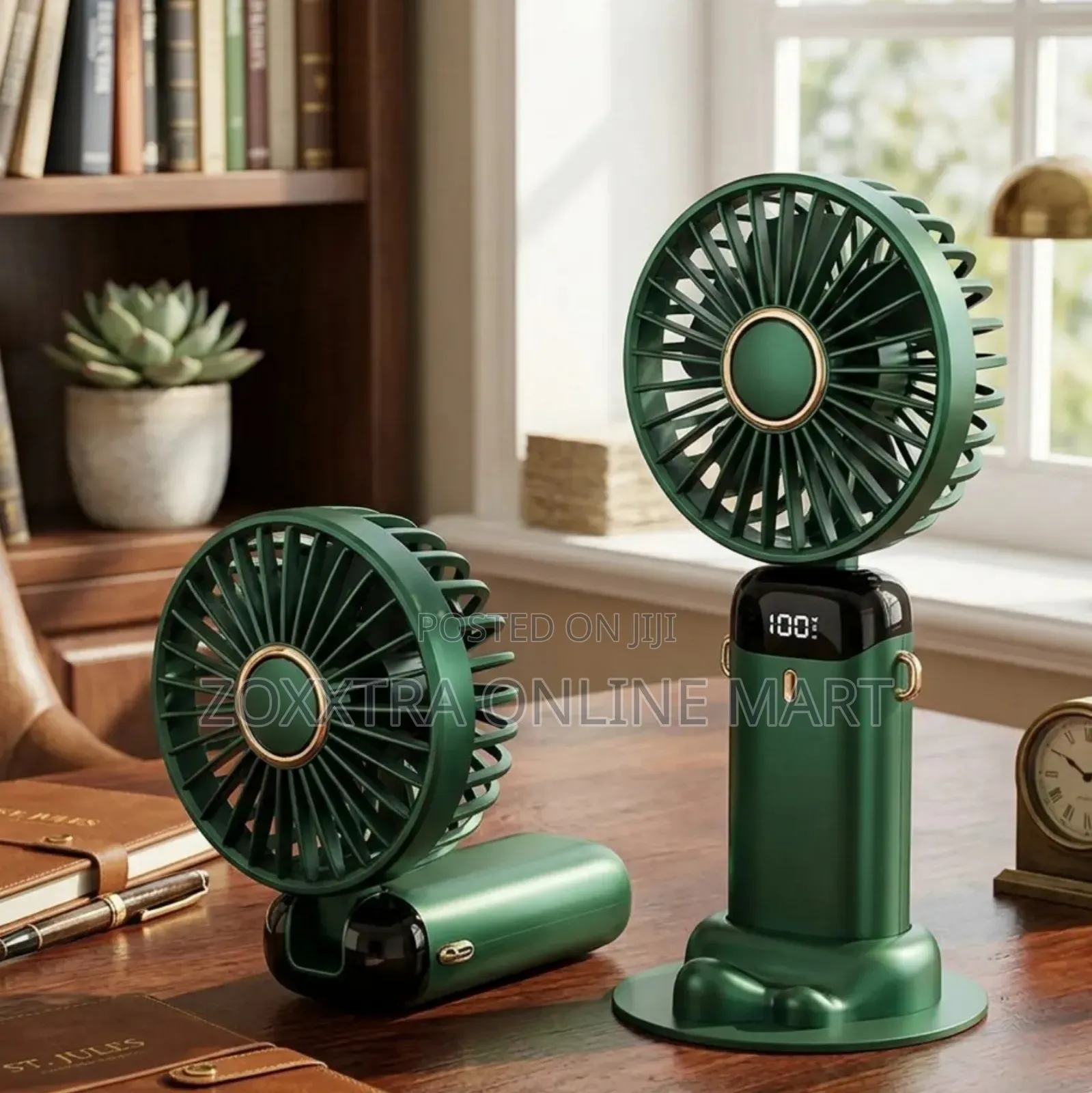 Mini Portable Foldable Fan With Led Light Showing Percentage