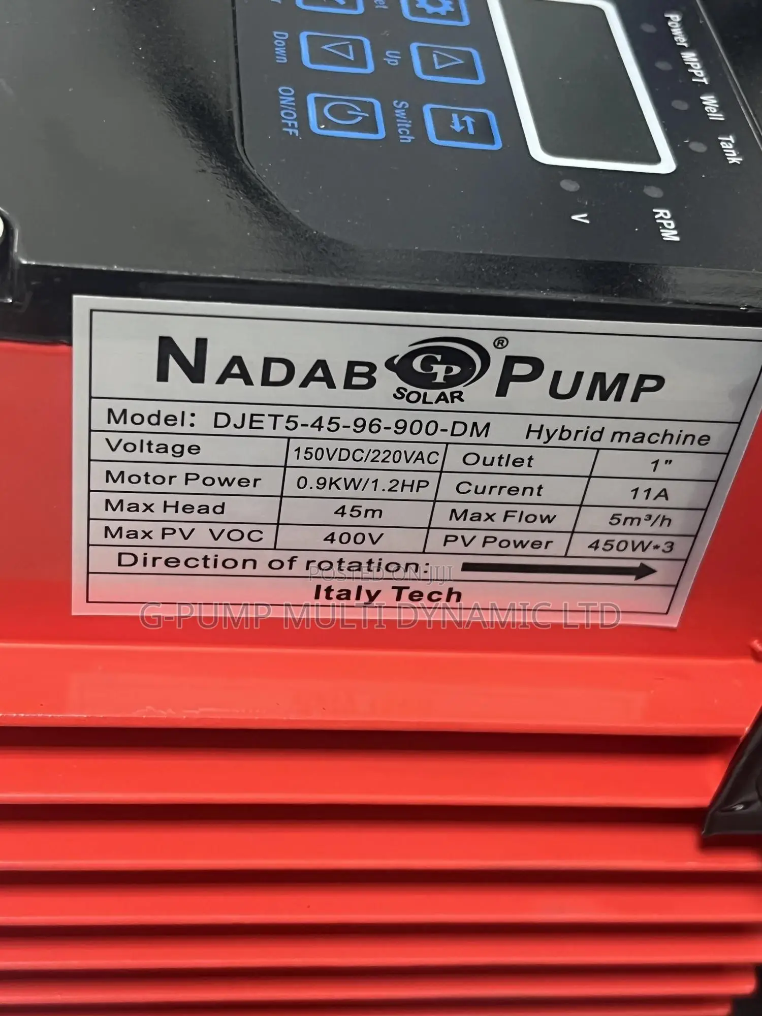 Nadab Solar Surface Jet Pump a Hybrid Machine Ac/Dc With Pride