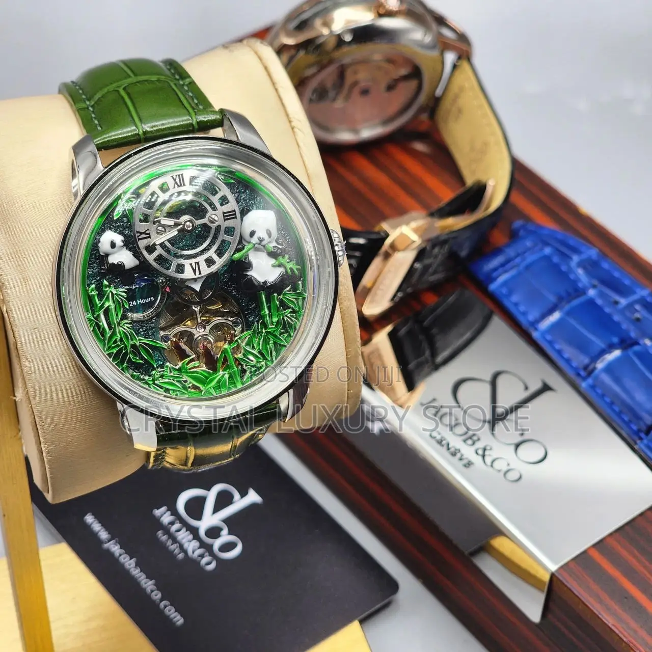 Jacob Co Panda Edition Quality Luxury Men Genuine Leather Wristwatch