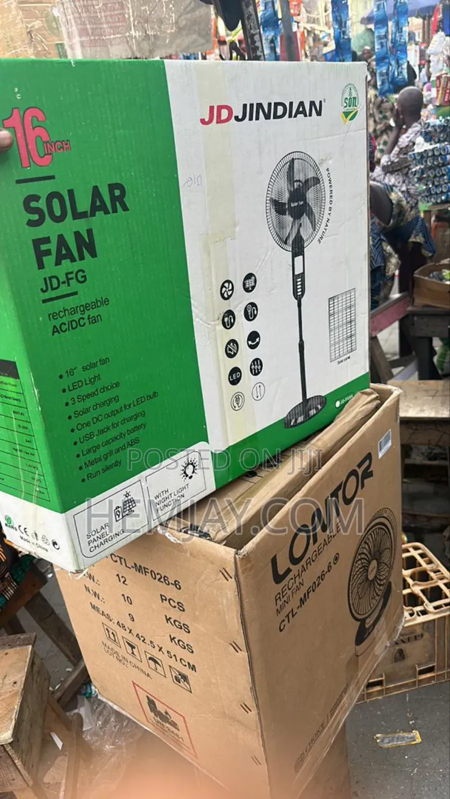 16-Inch Standing Rechargeable, Solar Fan With Panel and Bulb (Click)