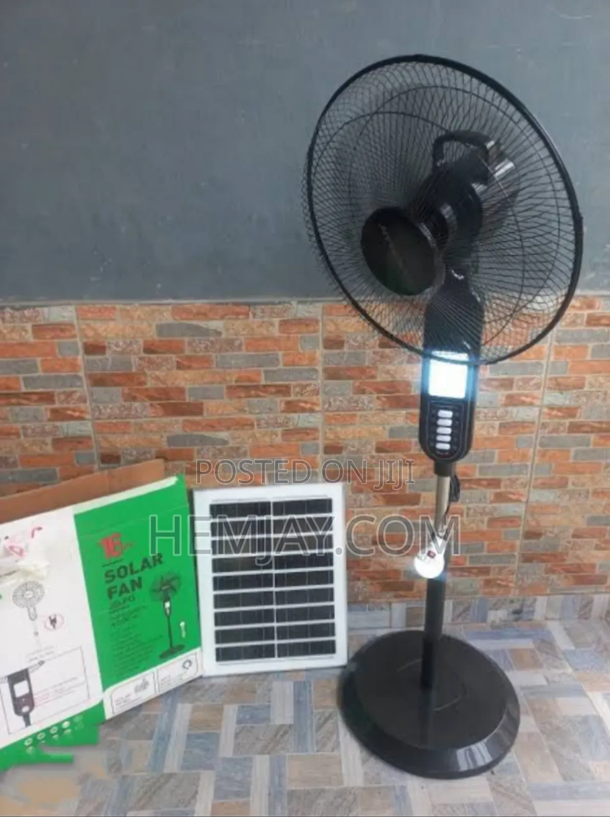 16-Inch Standing Rechargeable, Solar Fan With Panel and Bulb (Click)