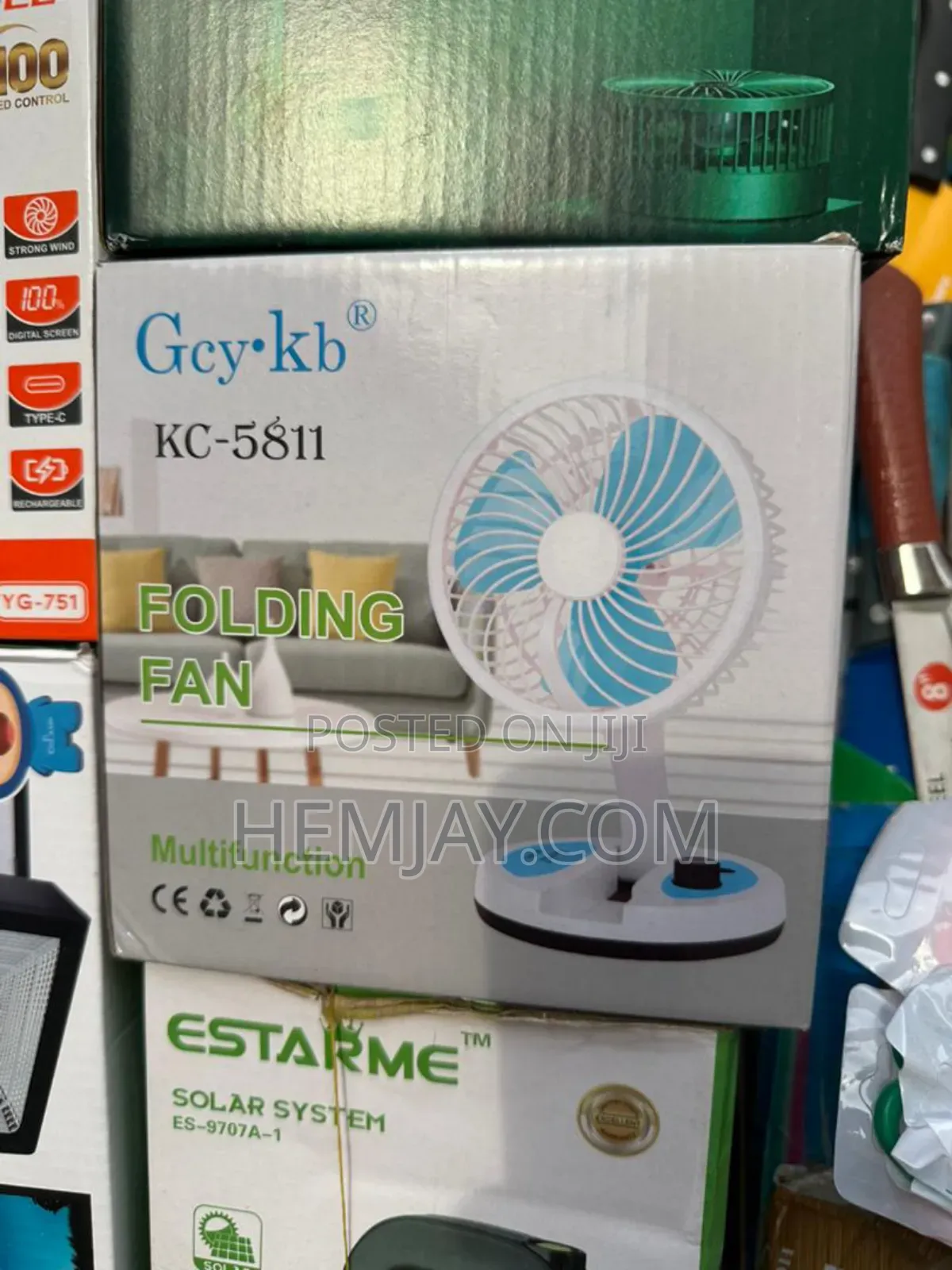 Rechargeable Portable and Foldable Fan With Light "Multi Purpose Fan"