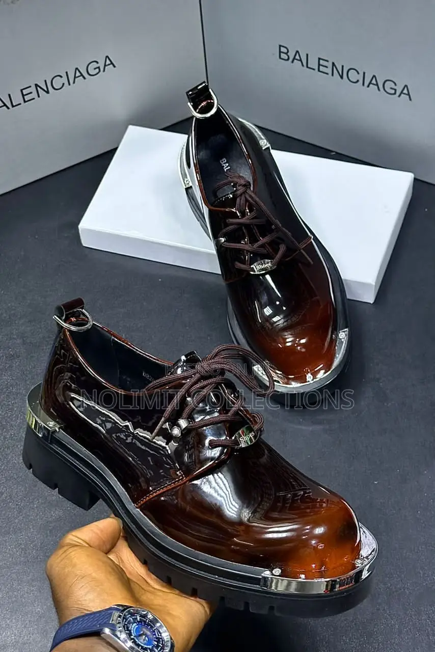 Balenciaga Glossy Leather Men's Derby Shoe