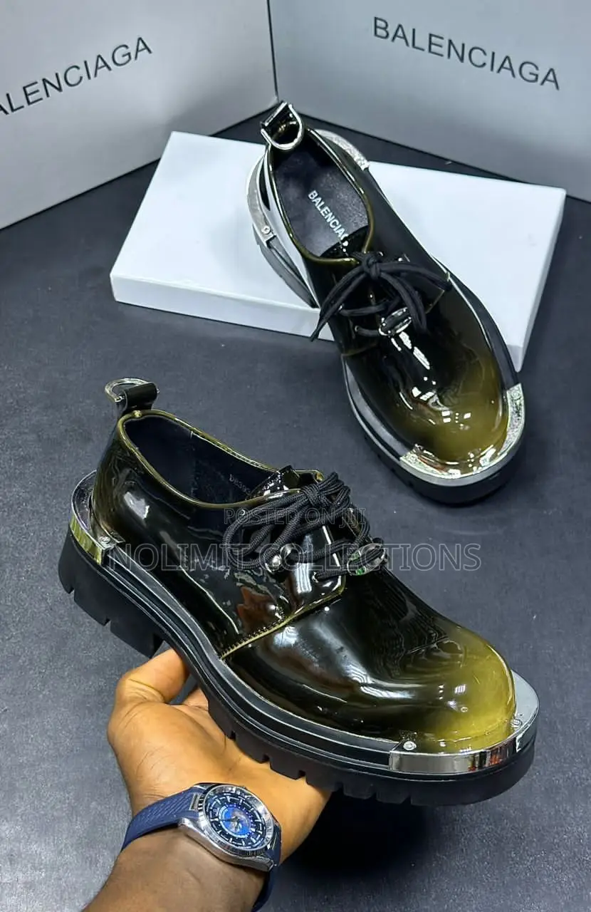 Balenciaga Glossy Leather Men's Derby Shoe