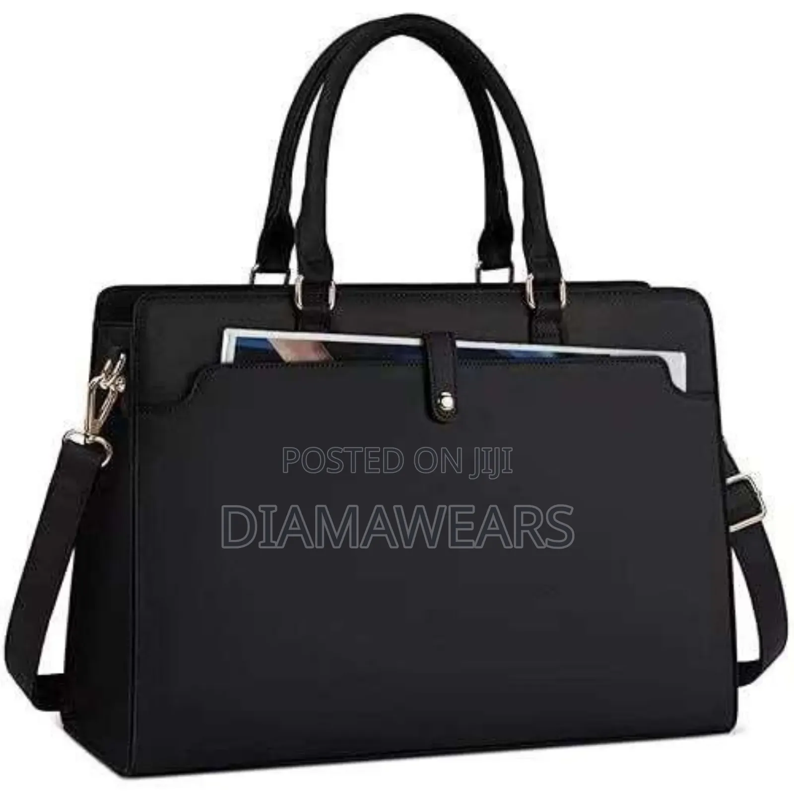 Black Extra Large Lap Top Office Work Hand Bag