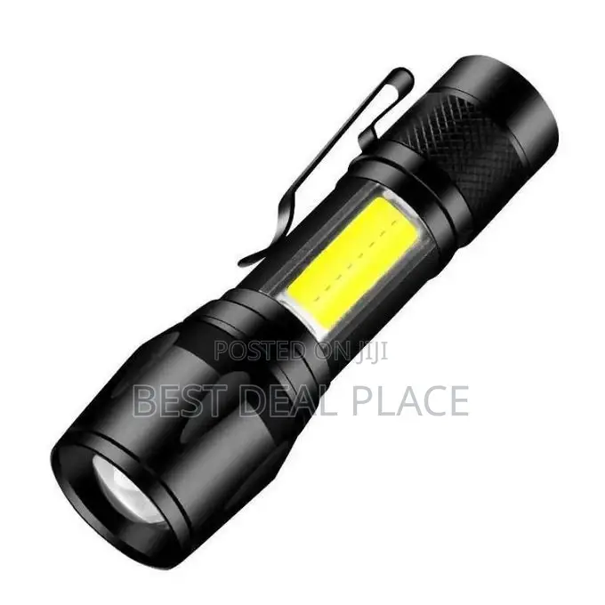 2pcs Mini Led Cob Zoomable Portable Usb Rechargeable Flashlight