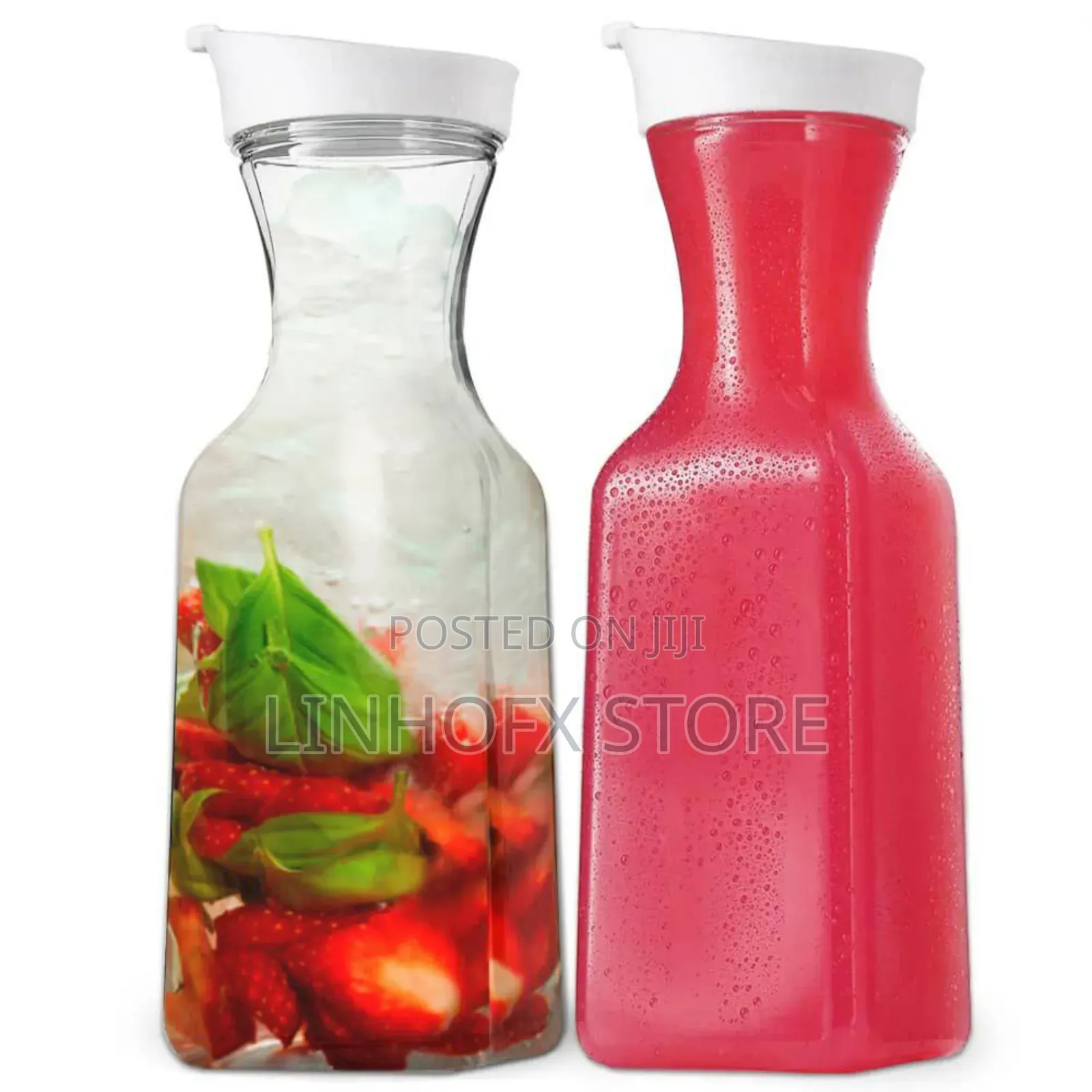 Transparent Round Acrylic Carafe For Juice, Water, Smoothie & Ice Tea