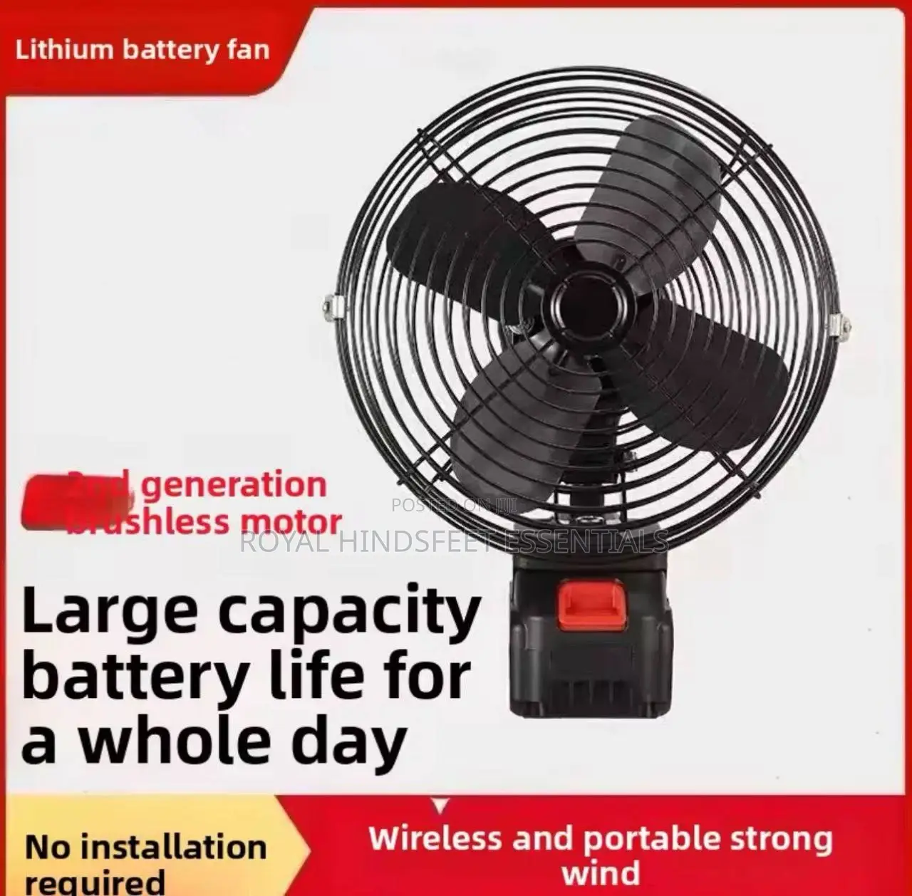 Portable Rechargeable Rotating 2 Speed Fan With 2 Lithium Batteries