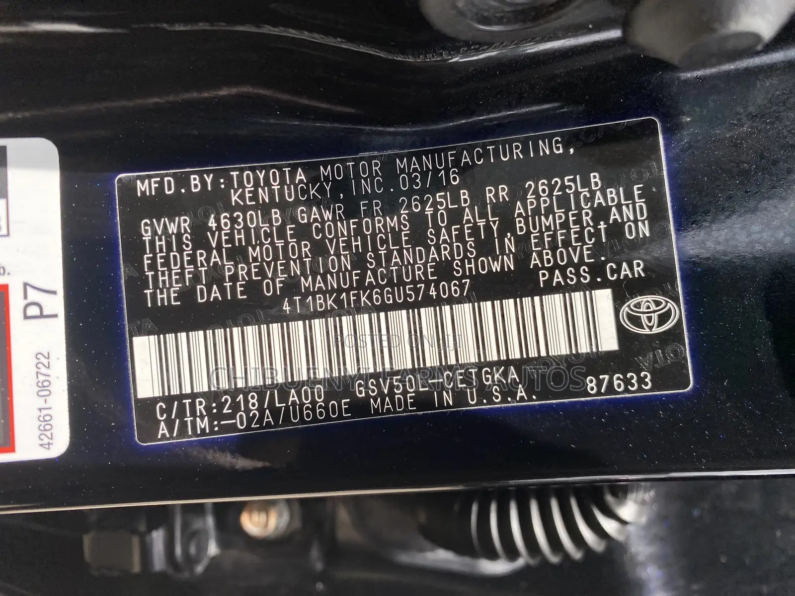 Toyota Camry XLE V6 4dr Sedan (3.6L 6cyl 6A) 2016 Black