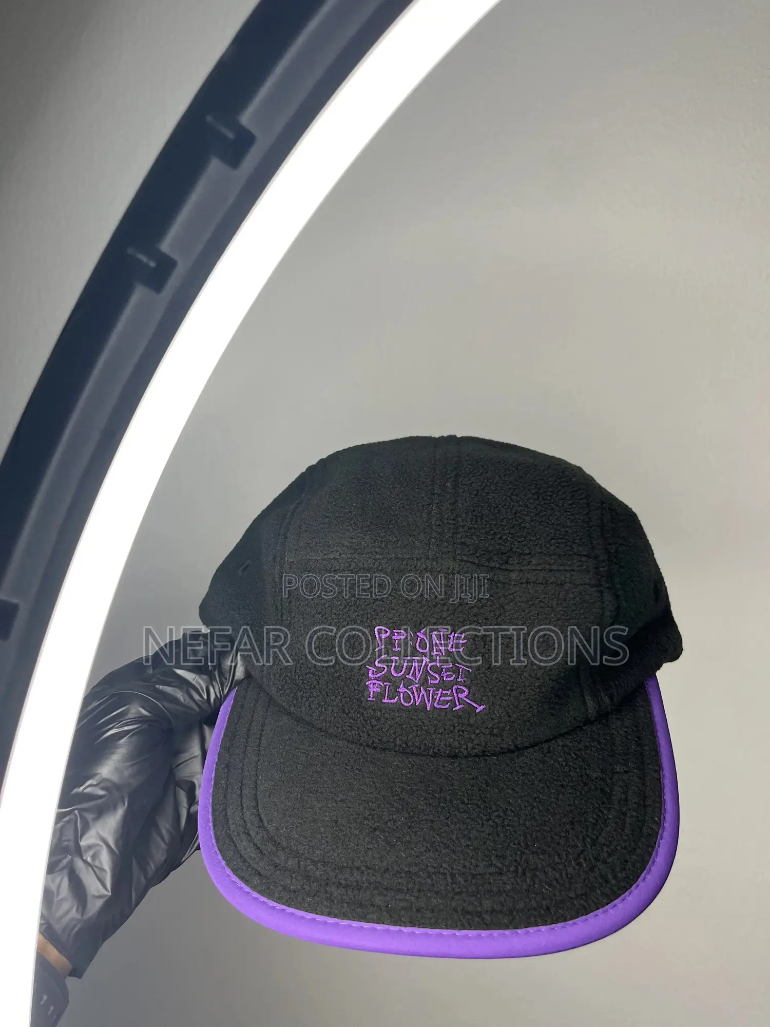 Flat Brim Face Cap - Black Blue.