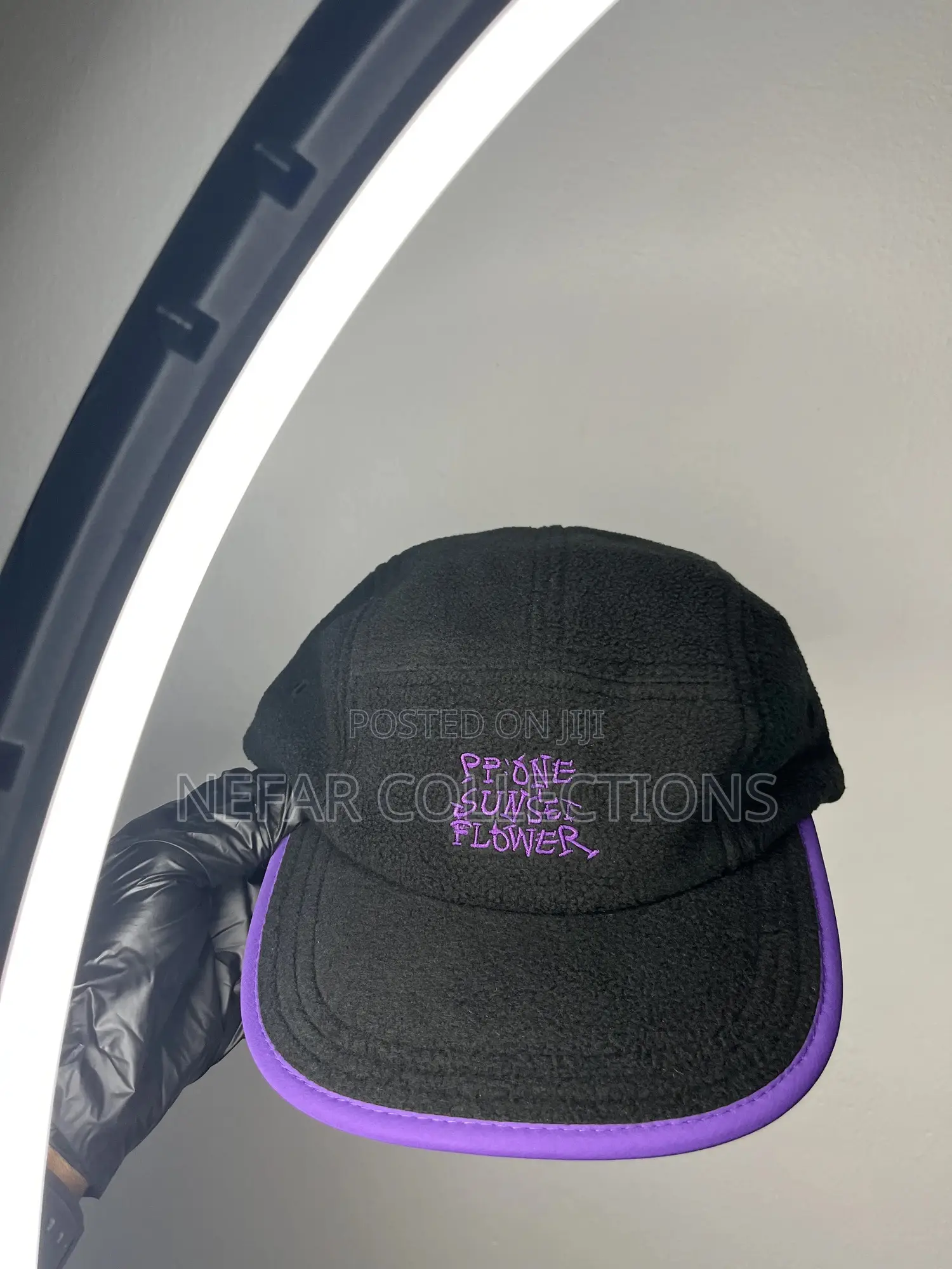 Flat Brim Face Cap - Black Blue.