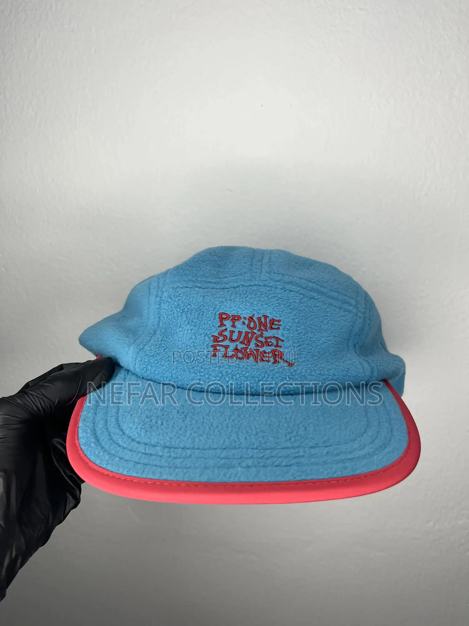 Flat Brim Face Cap - Black Blue.