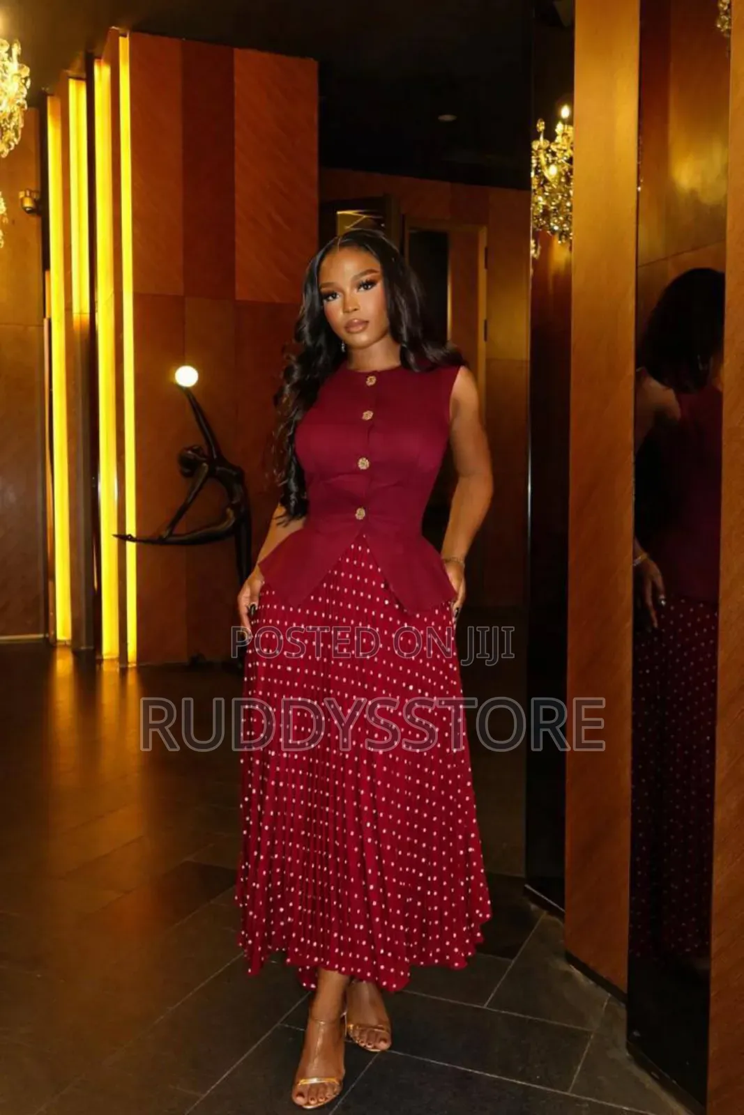 Elegant Polka Dot Skirt Coat Top Two-Piece Set
