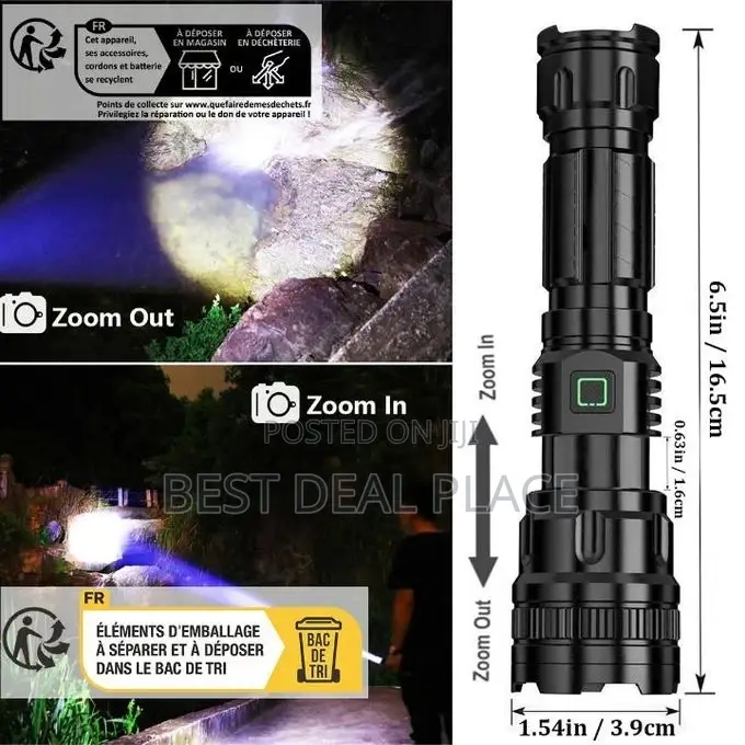 Super Bright Xhp50 P50 Led 3 Modes Rechargeable Zoomable 3500 Lumens
