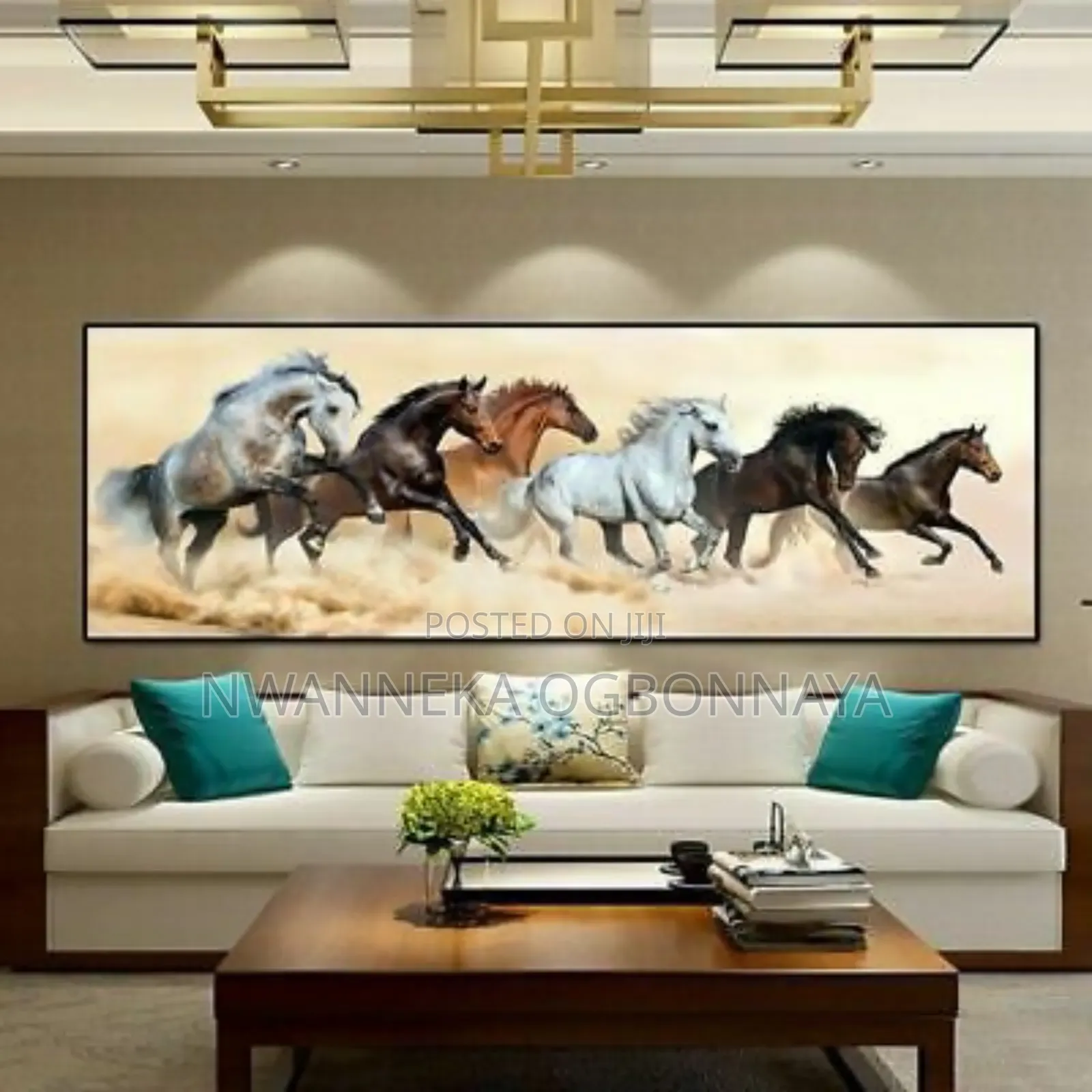 Six Horses Running Canvas Wall Art