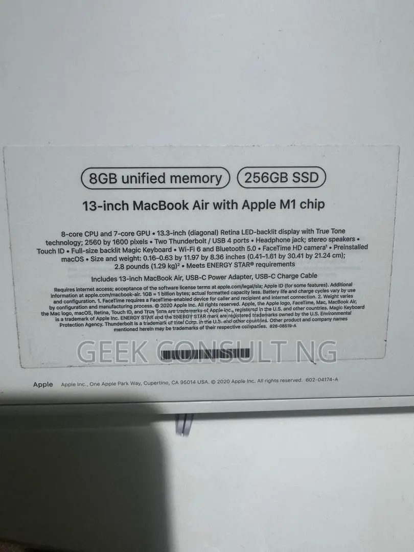 Laptop Apple MacBook Air 2020 8GB Apple M1 SSD 256GB