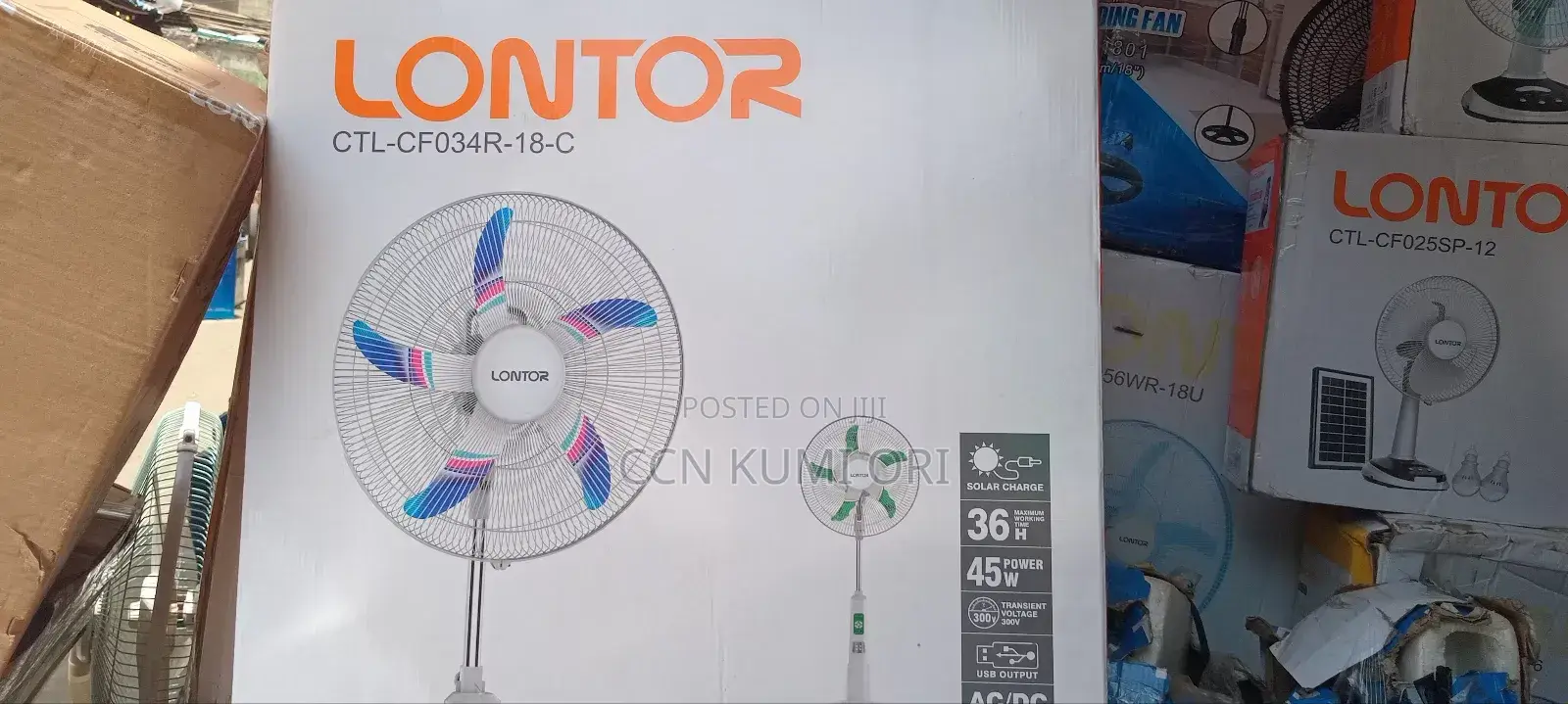 Lontor 18-Inch Rechargeable Standing Fan Ac/Dc