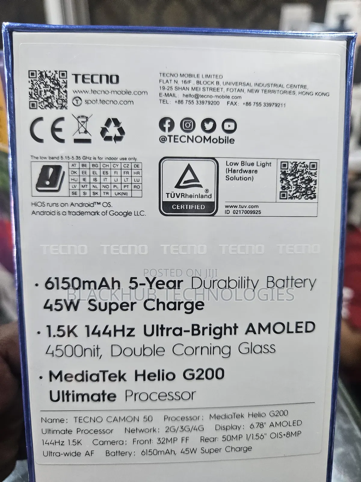 New Tecno Camon 50 256 GB Silver