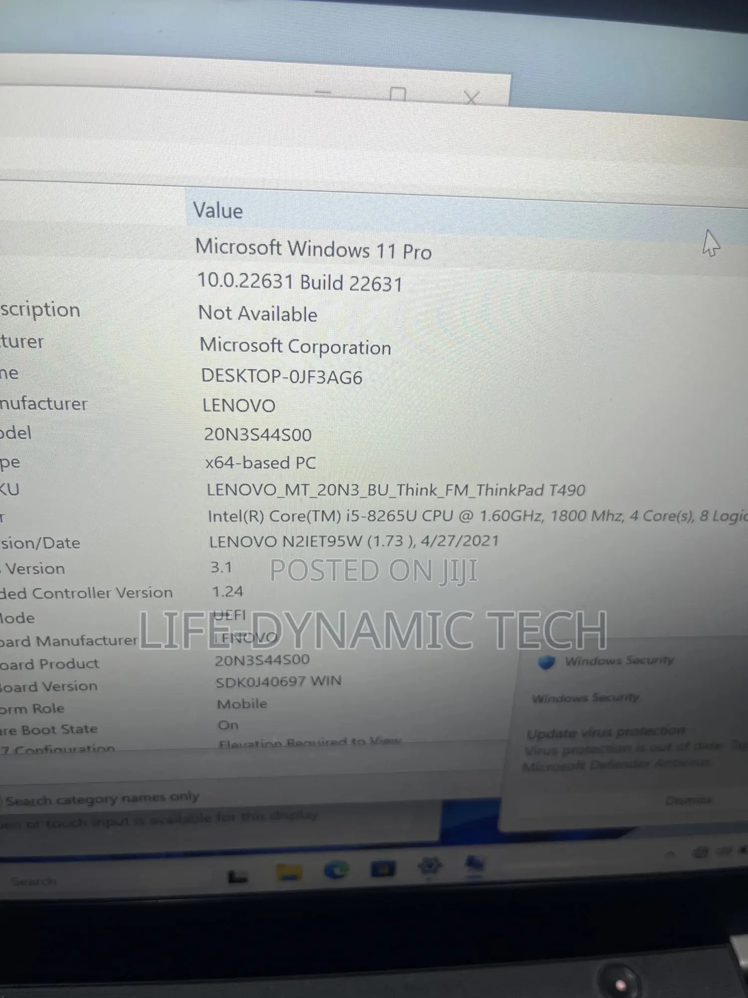 Laptop Lenovo Thinkpad T490s 8GB Intel Core i5 SSD 256GB