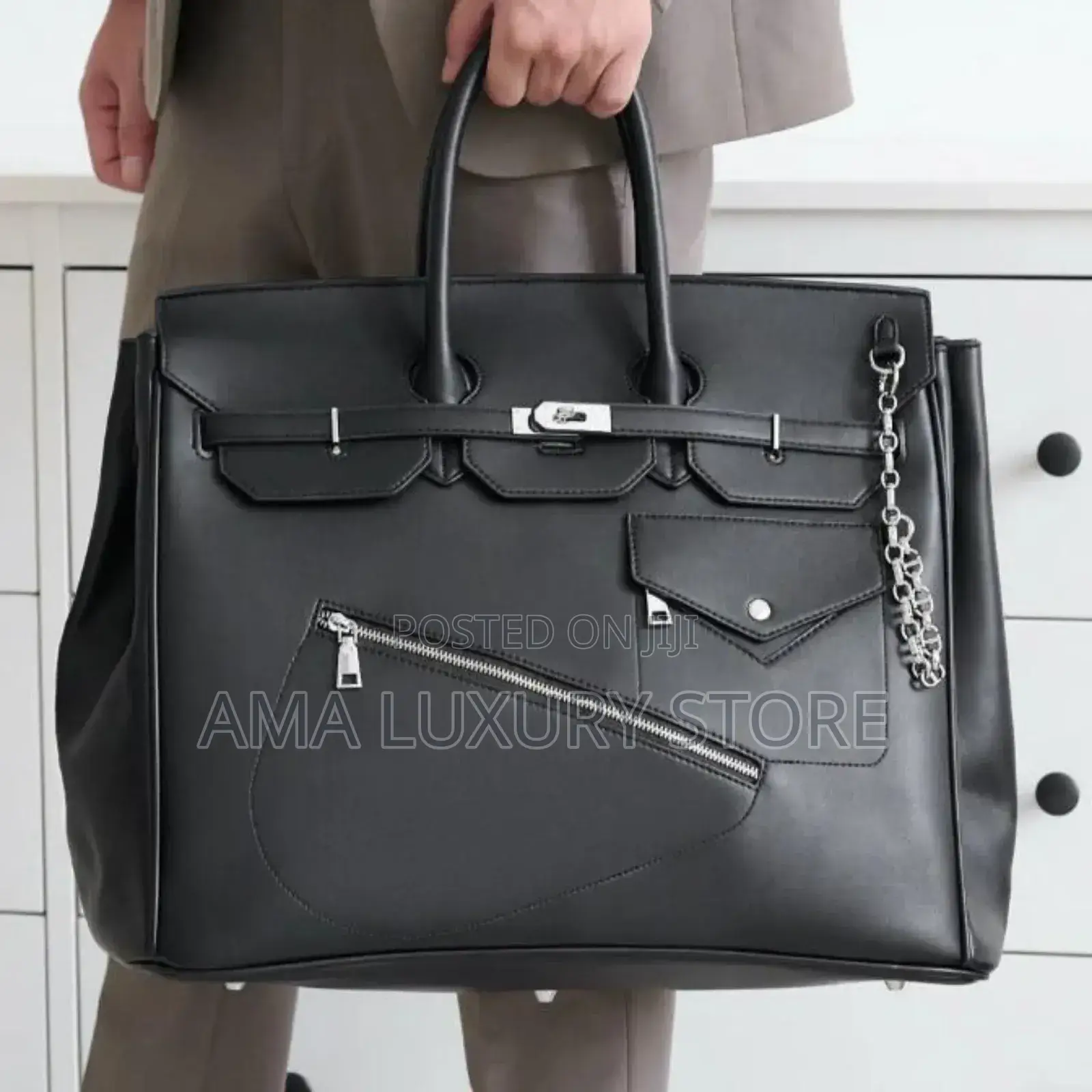 Luxury Unisex Leather Duffle Bag) Travel Bags