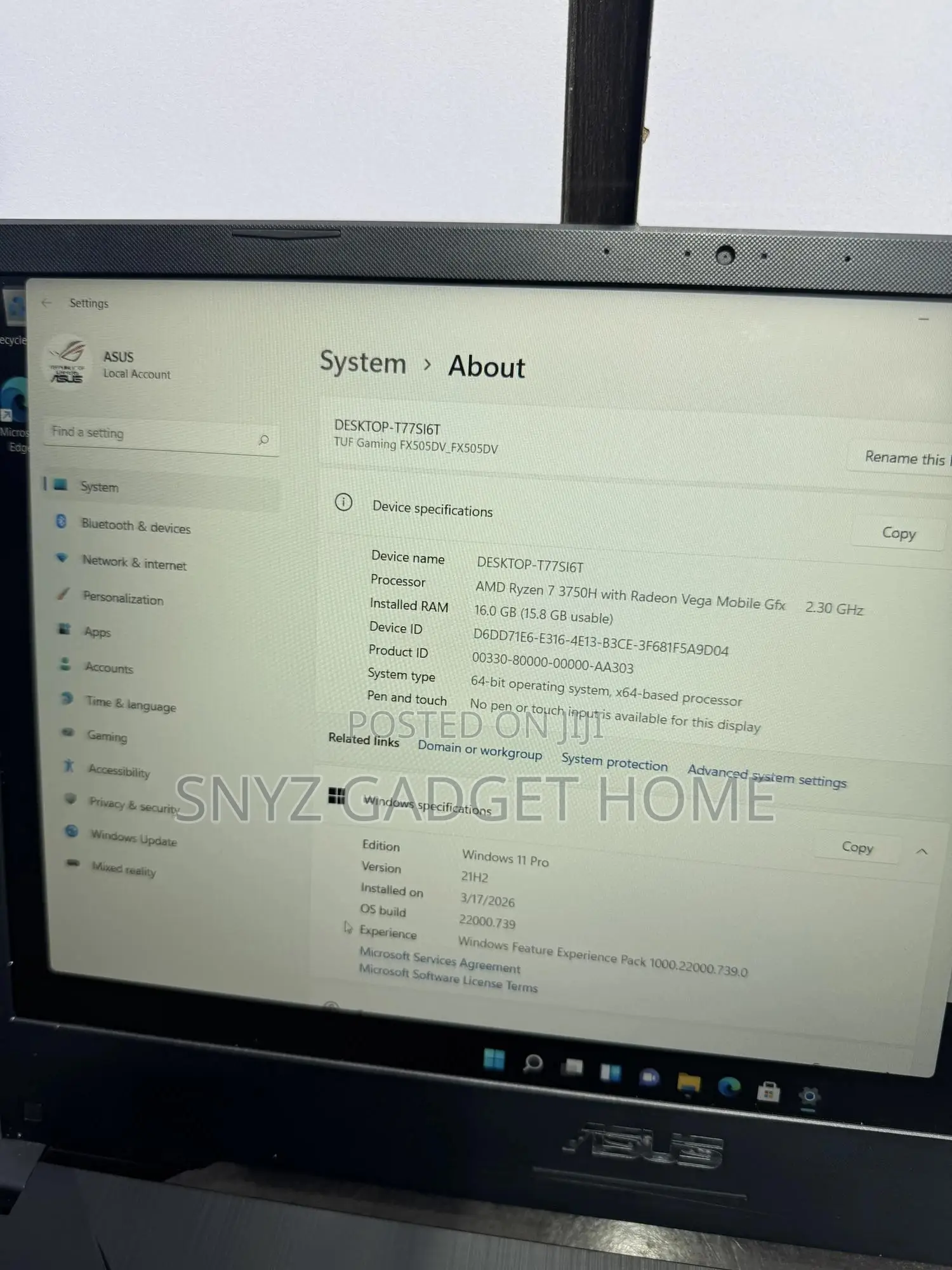 Laptop Asus TUF Gaming FX504 16GB AMD Ryzen 7 SSD 512GB