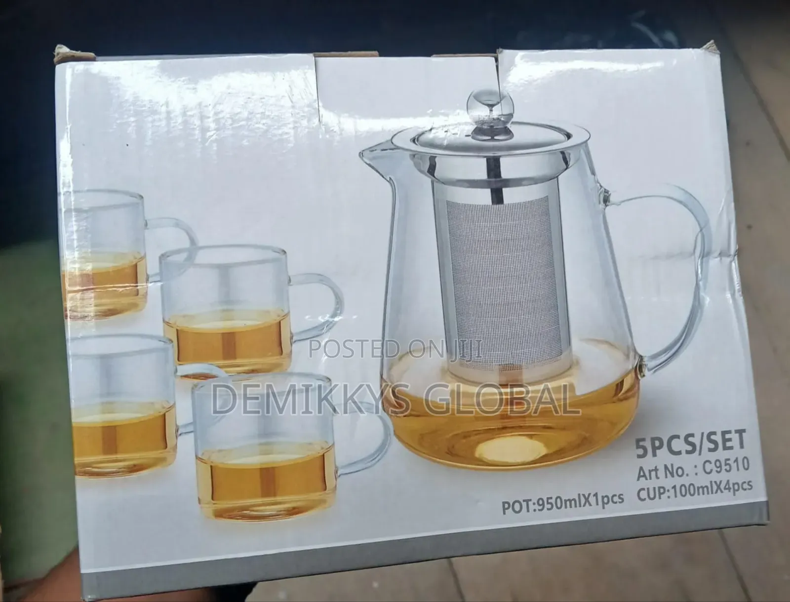 Tea Cup Set With Pot -5pcs -1 Litre