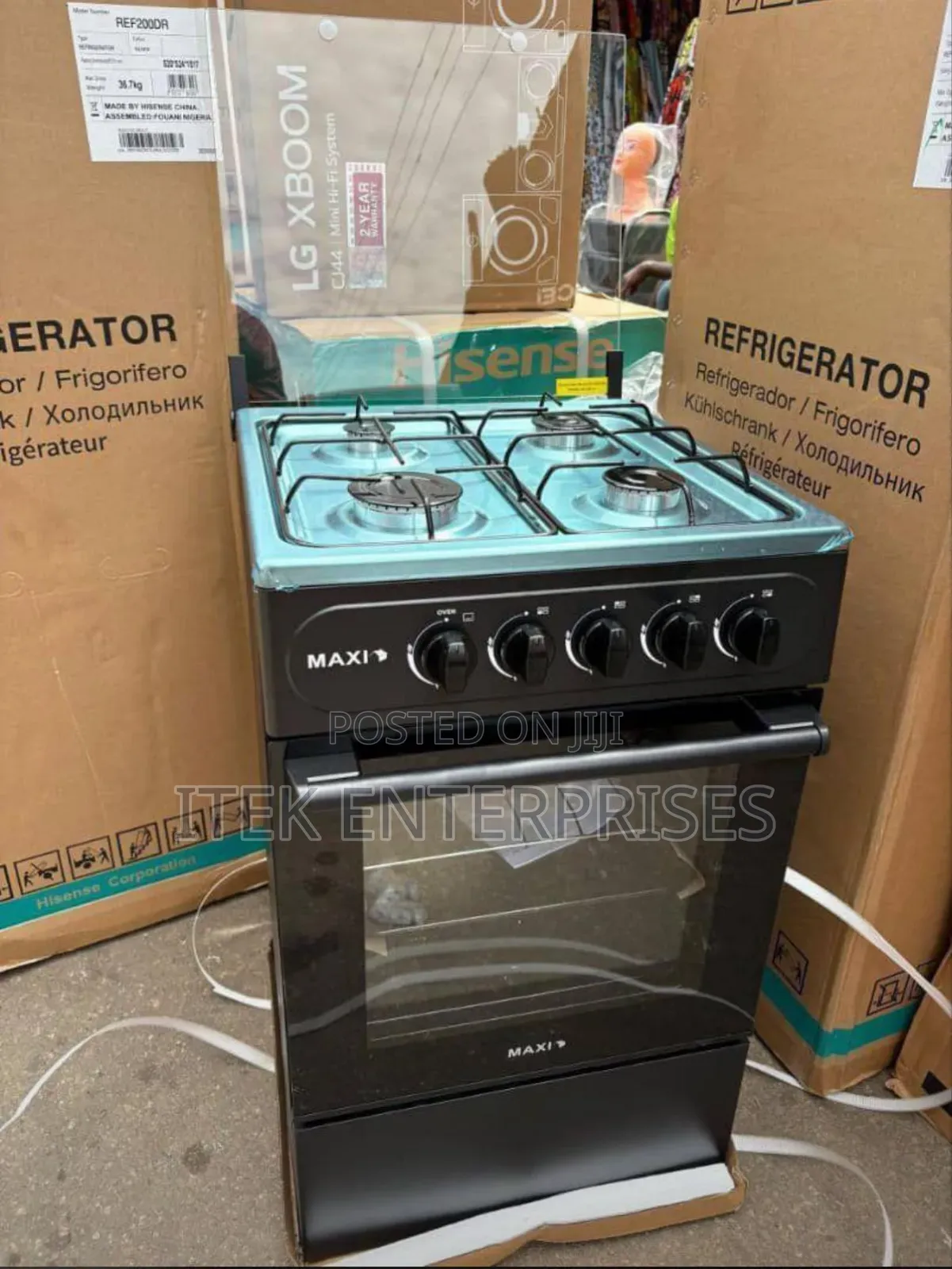​Maxi 4-Burner Gas Cooker With Oven Grill (Black Edition)