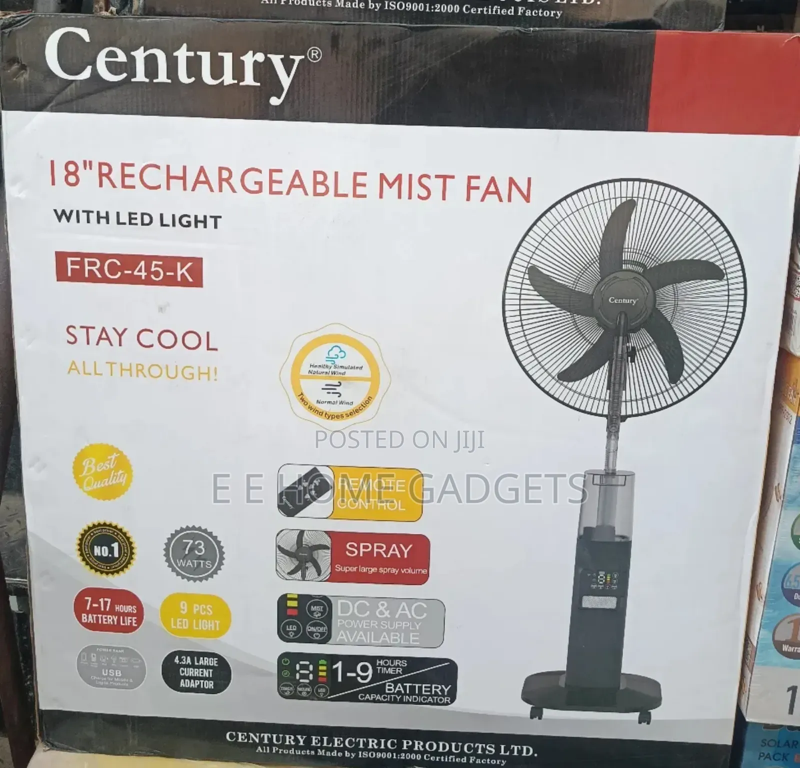 Century 18'' Rechargeable Mist Fan - 18 Inches