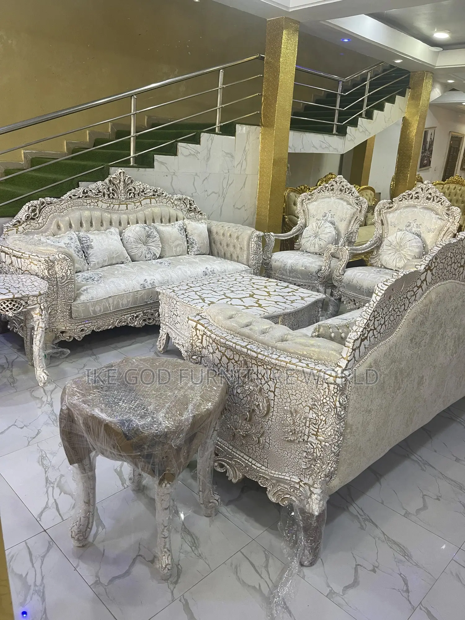 Complete Set of High Classic Imported Royal Fabric Sofa Chair