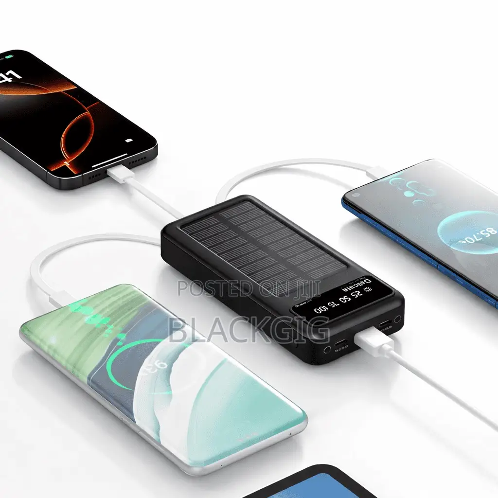 Solar Powerbank 20000mah Power Bank Fast Charger Built in Cable