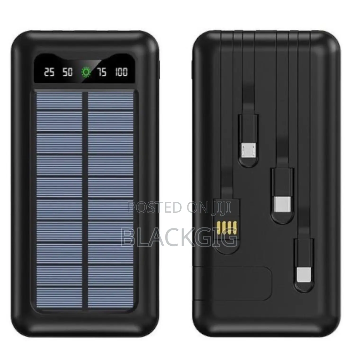 Solar Powerbank 20000mah Power Bank Fast Charger Built in Cable
