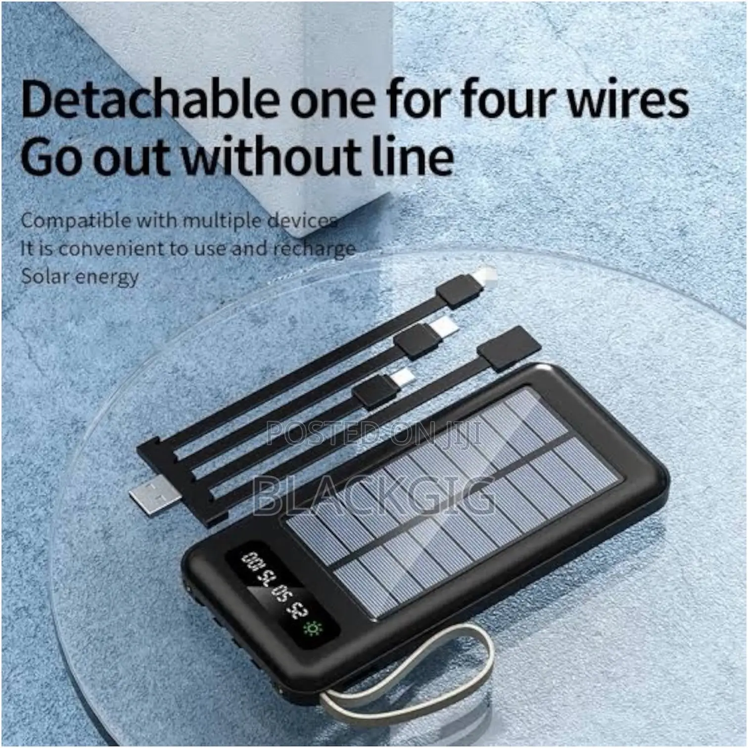 Solar Powerbank 20000mah Power Bank Fast Charger Built in Cable