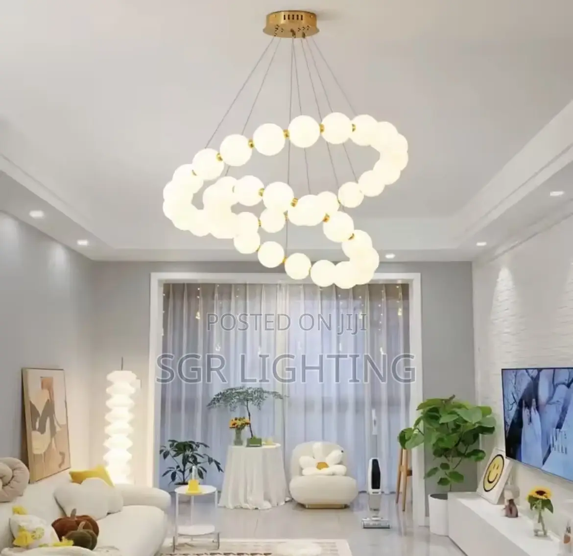 Pearl Necklace Ring Chandelier Led Acrylic Bubble Chandelier