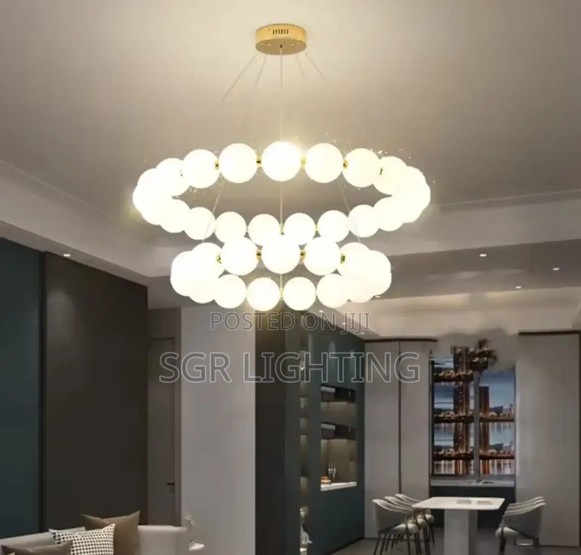 Pearl Necklace Ring Chandelier Led Acrylic Bubble Chandelier