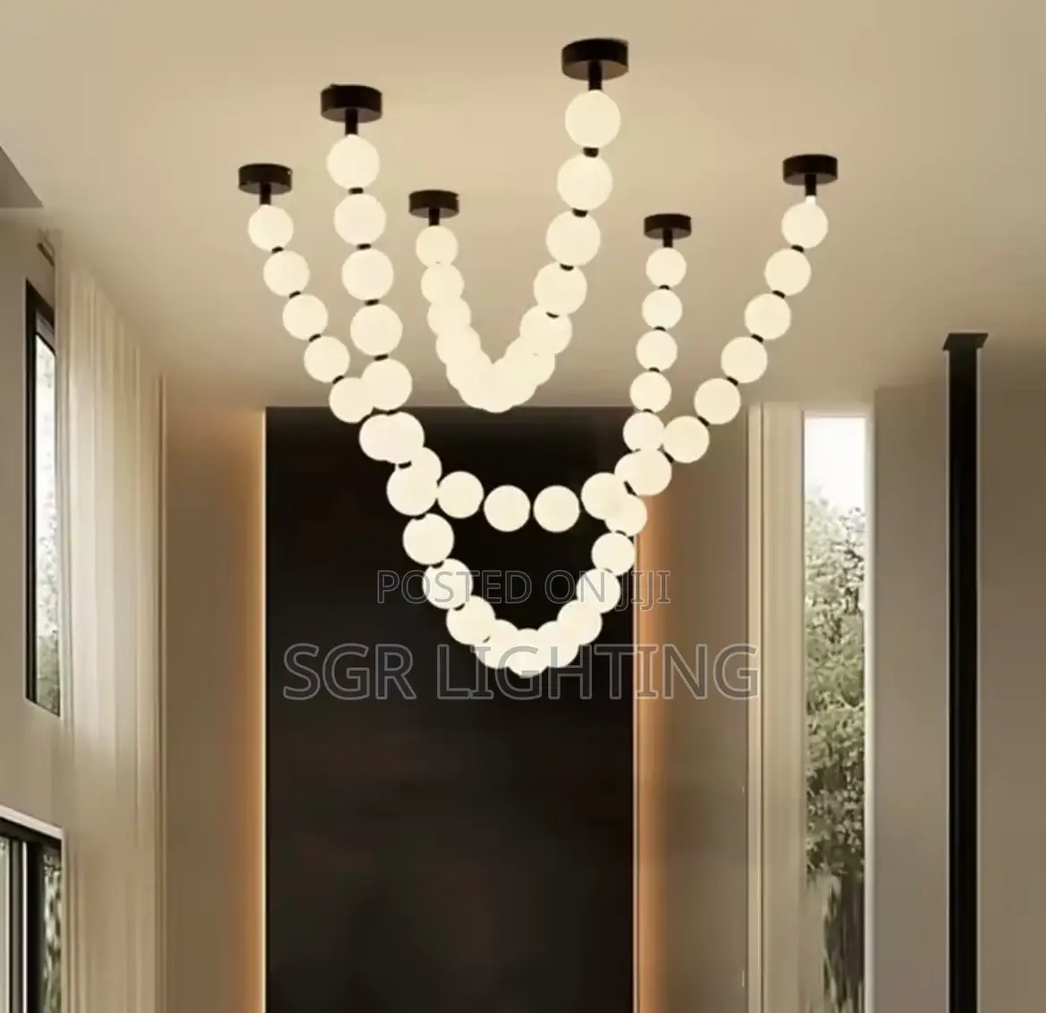 Pearl Necklace Ring Chandelier Led Acrylic Bubble Chandelier