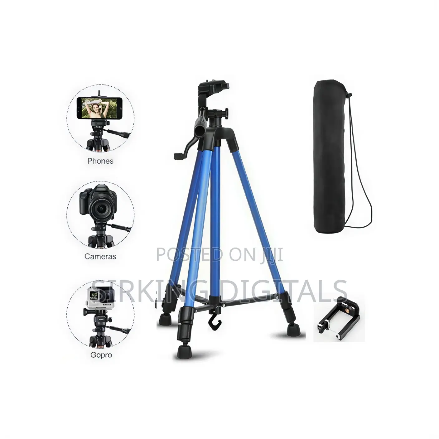 3366 Tripod for Camera and Phone With Phone Holder- Black