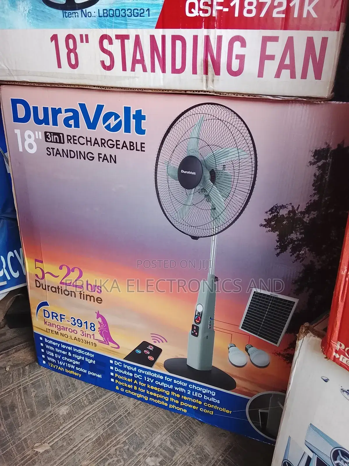 Duravolt Rechargeable Standing Fan Is Available 18 Inches