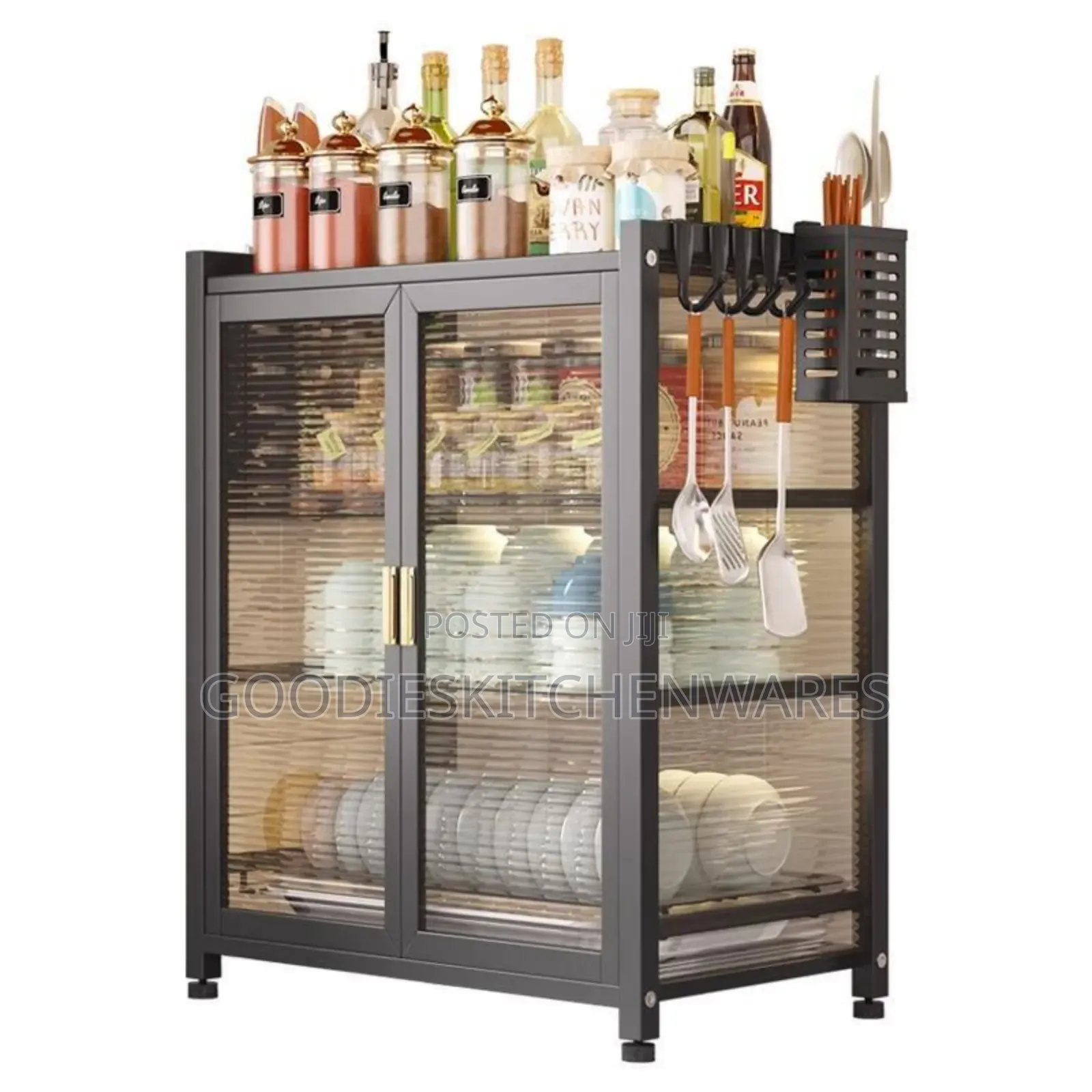 3 Layer Plate Rack With Double Door / Dish Rack Cabinet
