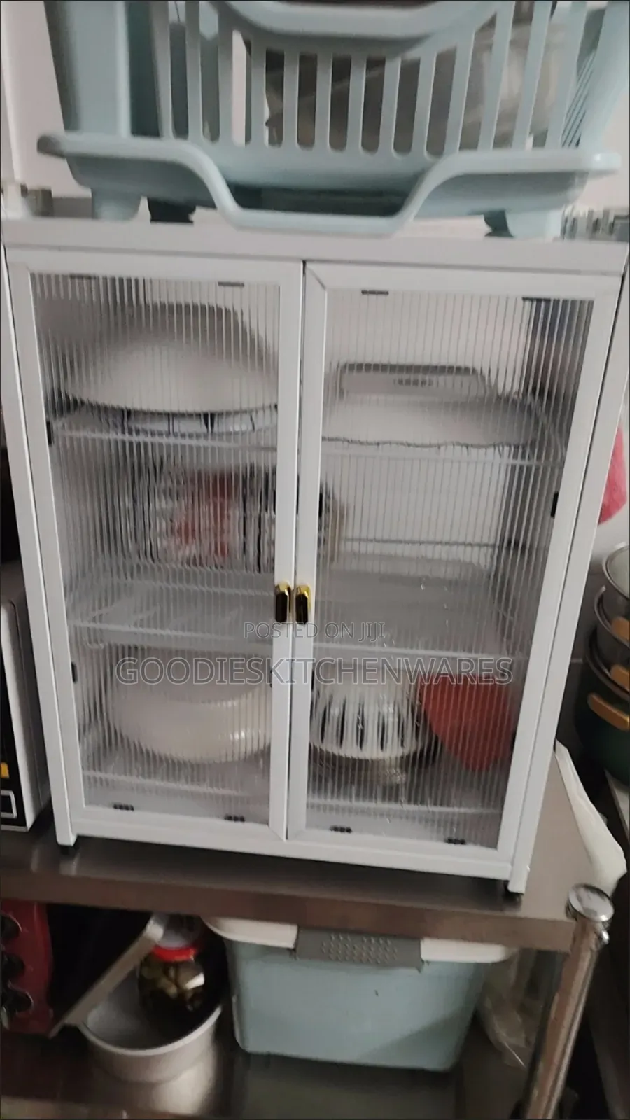 3 Layer Plate Rack With Double Door / Dish Rack Cabinet