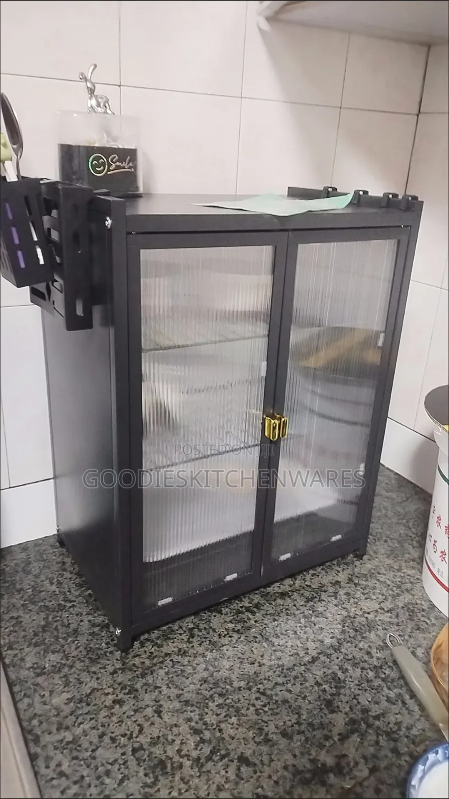3 Layer Plate Rack With Double Door / Dish Rack Cabinet