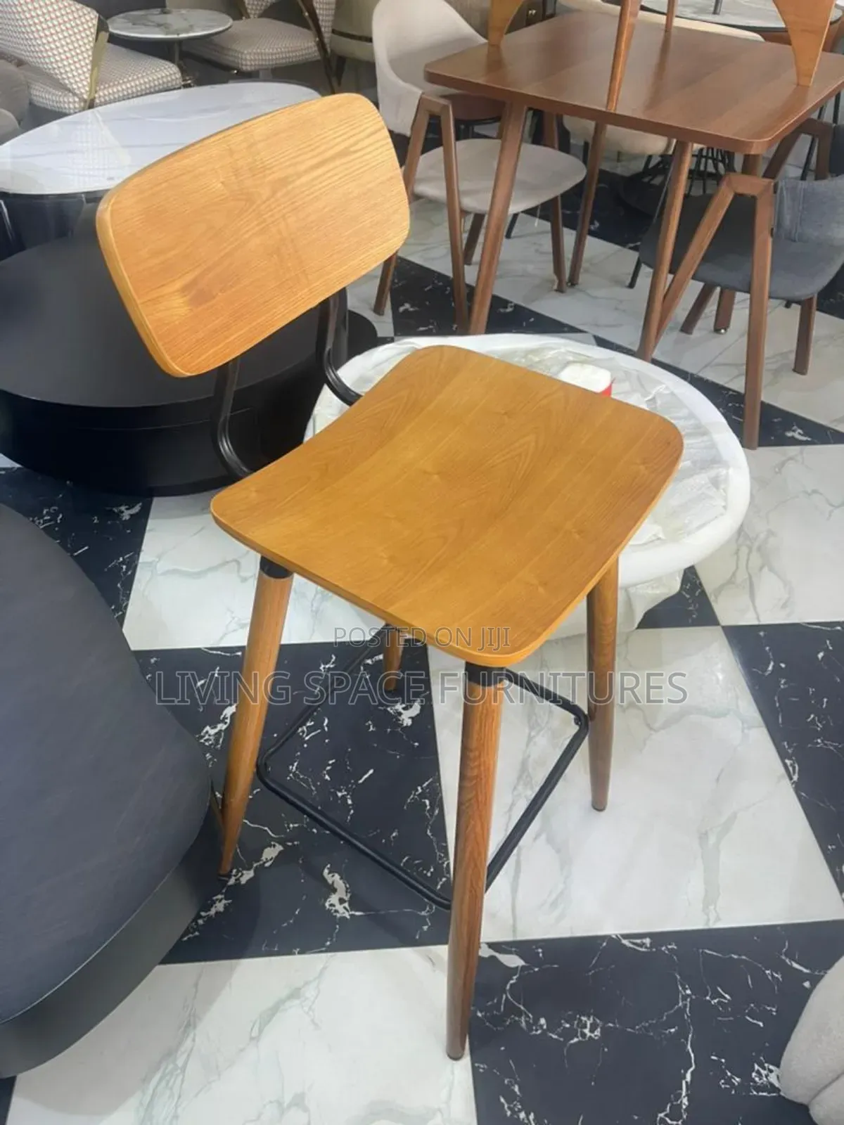 Wooden High Bar Stool