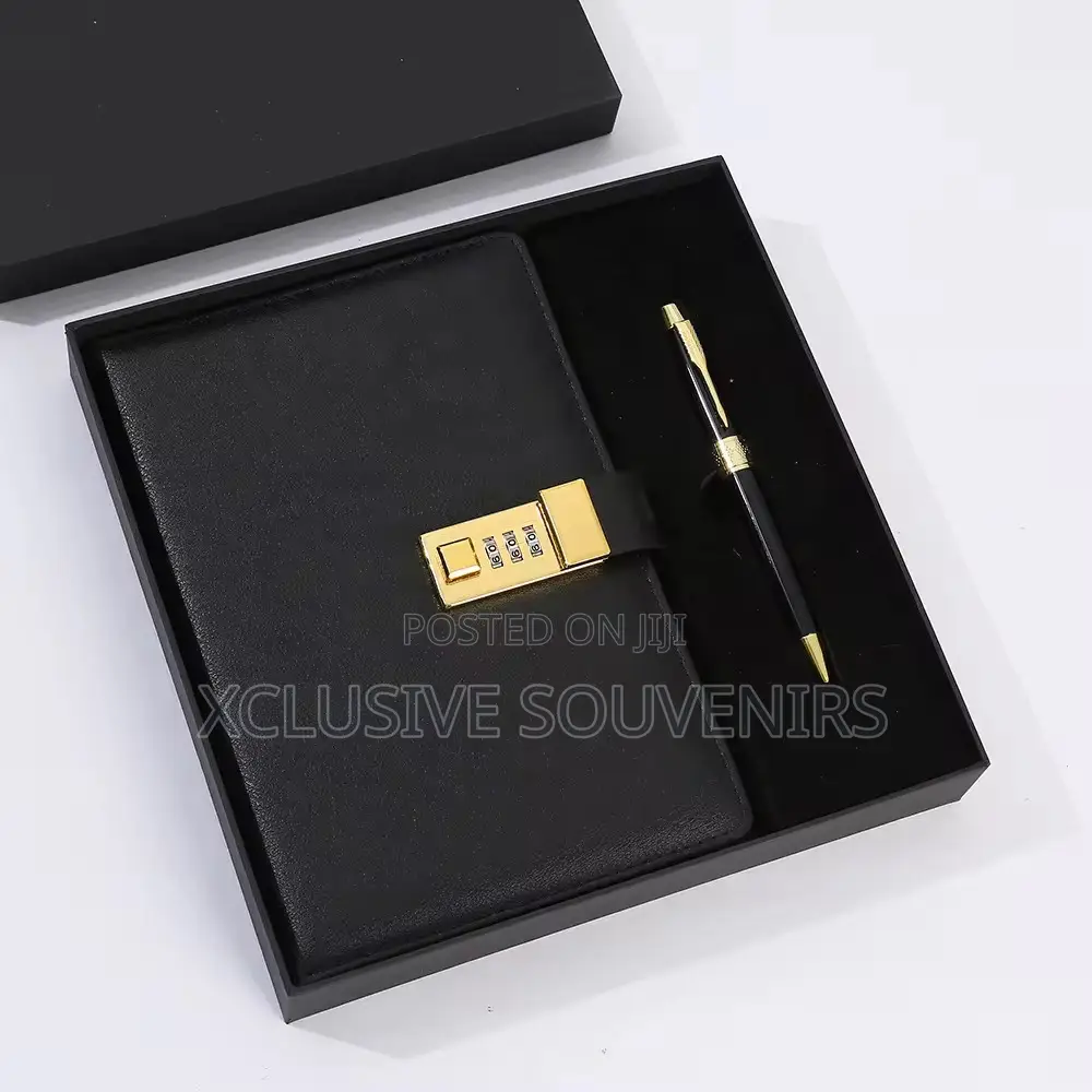 Personalized A5 Pin Lockable Pu Leather Vintage Journal and Pen Set