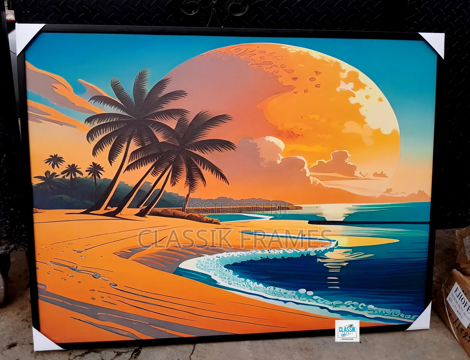 Hd Framed Lakeside View Digi Painting Wallart